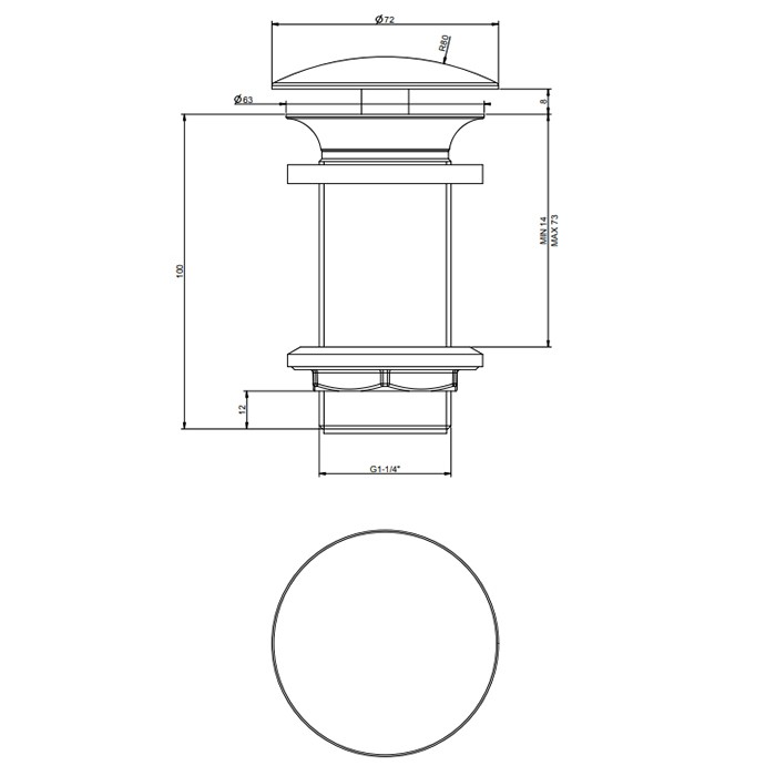 Gessi Донный клапан свободного слива 1”1/4, без перелива, хром - 01391#031