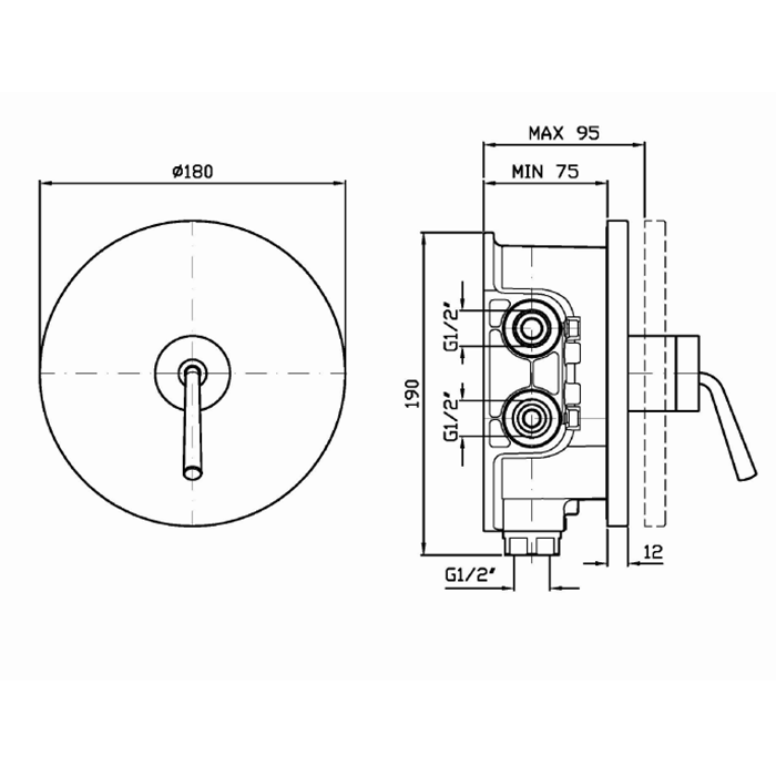 Zucchetti встроенный однорычажный смеситель для душа для zetasystem, isystick, хром арт. zp1090 r99613