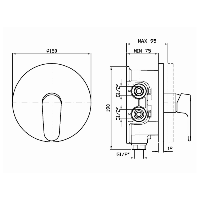 Zucchetti встроенный однорычажный смеситель для душа, с системой zeta, sun, хром арт. zsn090 r97800