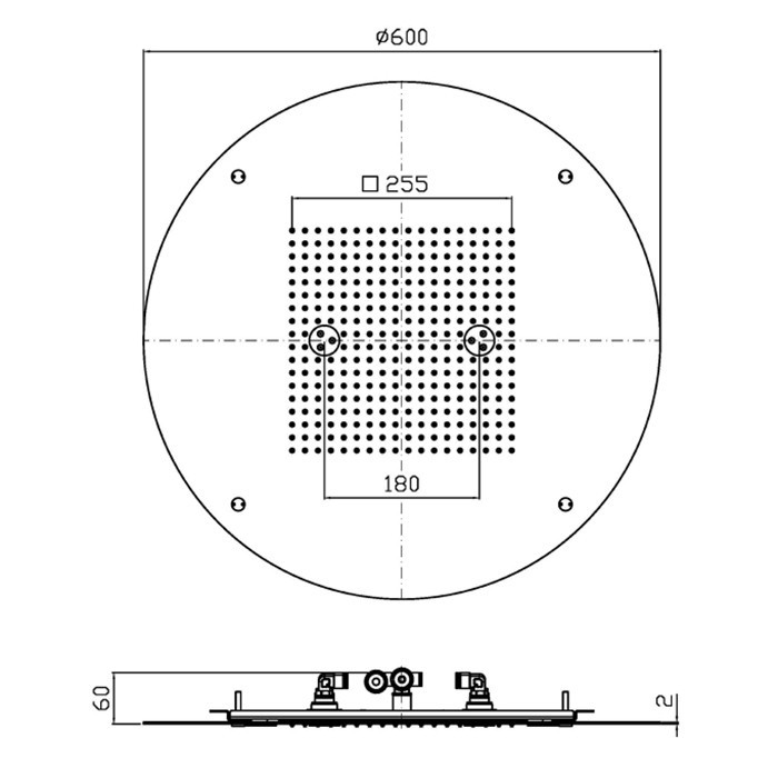 Zucchetti верхни душ d60см, встраиваемый в потолок, с двумя функциями дождь и распыление, helm, brushed total black pvd арт. z94281.xp81