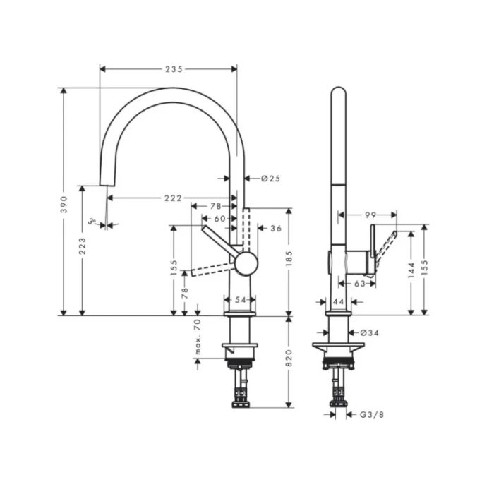 Hansgrohe смеситель для кухни, Talis M54, нержавеющая сталь арт. 72804800