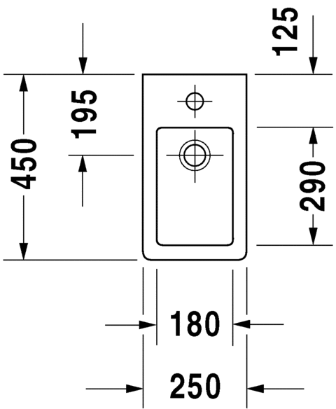 Duravit раковина подвесная 25х45см, vero, 0702250000 цвет: белый