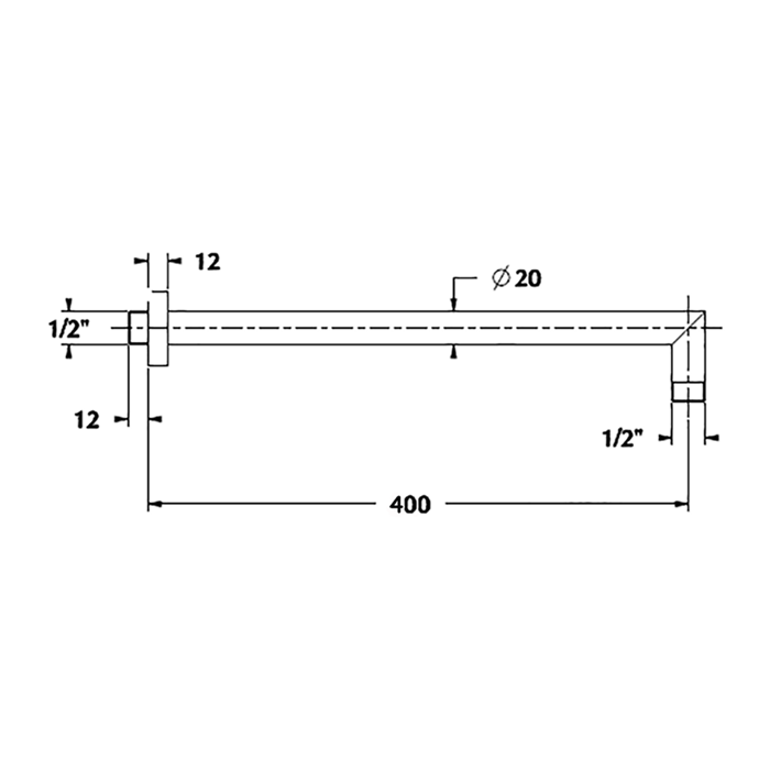 Cisal держатель верхнего душа настенный, l400 ds01337021 cherie, цвет: хром