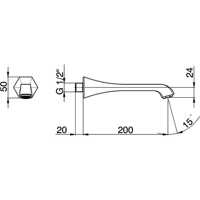 Cisal излив настенный 200 мм для ванны ce00024024 cherie, цвет: золото