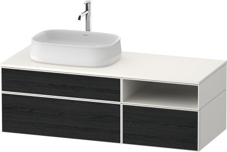 Duravit тумба подвесная с вырезом под раковину слева 550 мм х 1300 мм х 442 мм, zencha, ze4828016840000 цвет: чёрный дуб/белый суперматовый