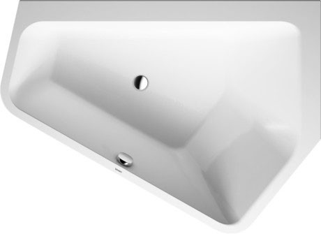 Duravit акриловая ванна 5 1770 х 1300 c двумя разными наклонами спинки, с бесшовной акриловой панелью и рамой, угловая, paiova, 700395000000000 цвет: белый