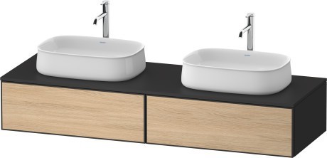 Duravit тумба подвесная под две раковины 550 мм х 1600 мм х 281 мм, zencha, ze4815b30800000 цвет: натуральный дуб/графит суперматовый