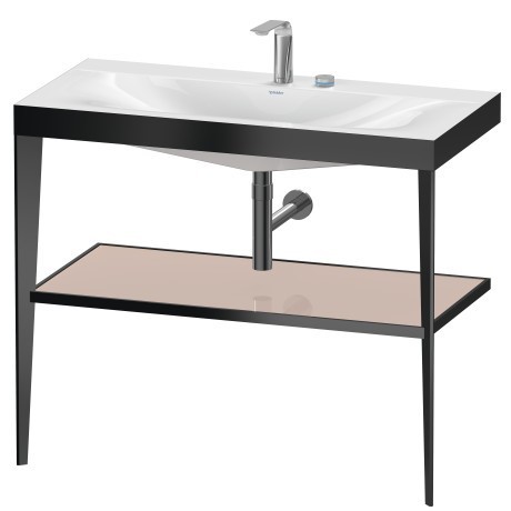 Duravit напольная консоль xviu/c-bonded 1000 мм х 850 мм, с умывальником viu, xviu, xv4716eb210 цвет: черный матовый/абркосово-жемчужный глянцевый лак