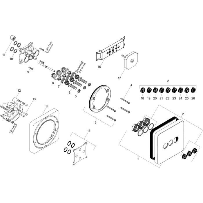 AXOR переключатель потоков, ShowerSelect, полированный черный хром арт. 36773330