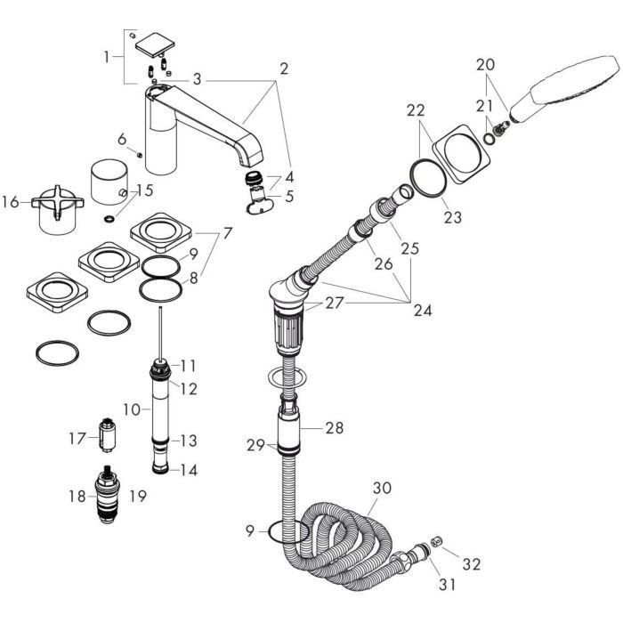 AXOR термостат на край ванны, Citterio E, шлифованное красное золото арт. 36411310