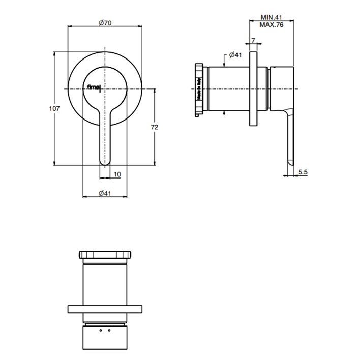 Fima Carlo Frattini смеситель для душа, встраиваемый, snap, хром арт. f3113n1cr