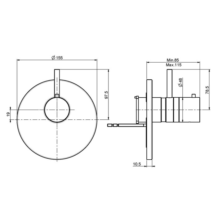 Fima Carlo Frattini cмеситель термостат, внешняя часть, fimatherm, хром арт. f4039x1cr