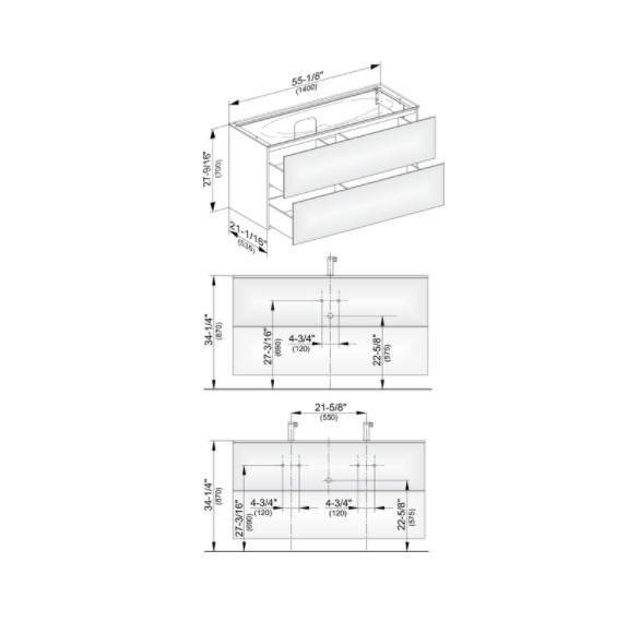 Keuco тумба подвесная под раковину с двумя выдвижными фронтами, с внутренней светодиодной подсветкой, edition 11, черный арт. 31362 330100