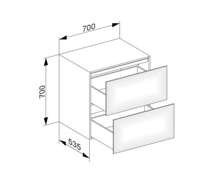 Keuco тумба боковая подвесная с двумя выдвижными фронтами, с внутренней светодиодной подсветкой, edition 11, белый арт. 31323 270100