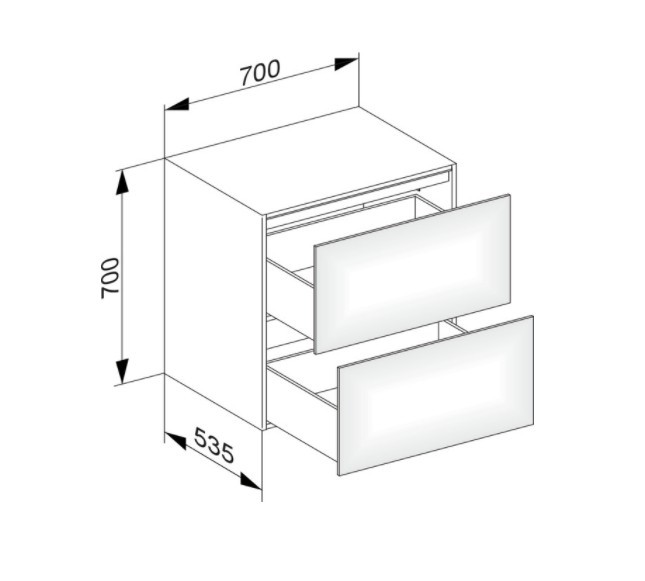 Keuco боковая тумба 700 мм х 700 мм, с двумя выдвижными фронтами, edition 11, антрацит арт. 31323 110000