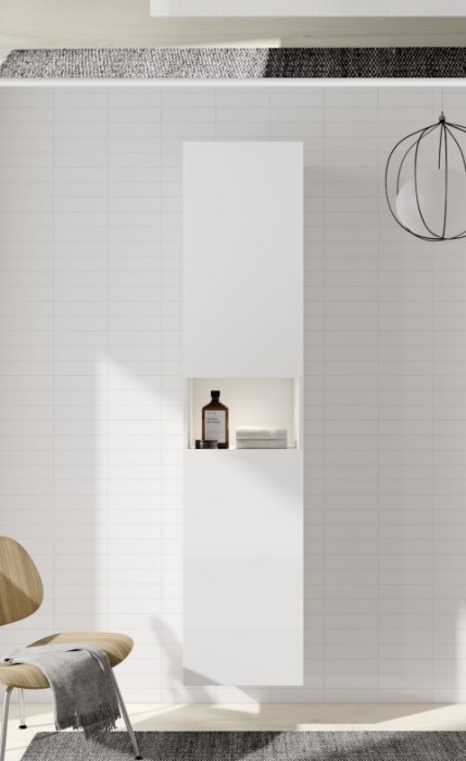 Keuco высокий шкаф - пенал с освещением 360 мм х 400 мм х 1800 мм с 1 дверцей, с 1 полкой в середине и 4 полками, stageline, белый арт. 32831 300102