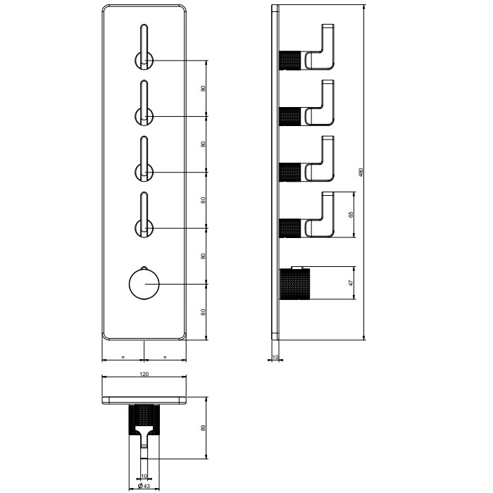 Gessi Встраиваемый термостатический смеситель на 4 источника, резьба 3/4", Inciso, 58208#031 цвет: хром