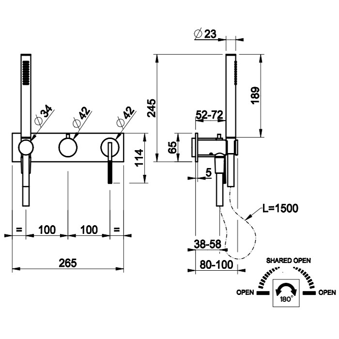 Gessi Встраиваемый однорычажный смеситель на 2 выхода с перекл., ручным душем с держателем и выводом воды, Ingranaggio, 63543#031 цвет: хром