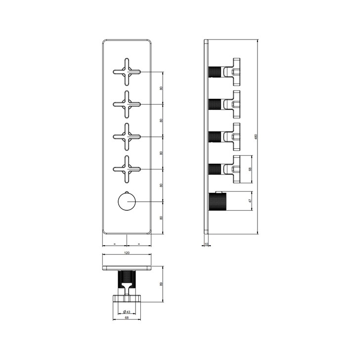 Gessi Смеситель для душа, встраиваемый, термостатический, резьба 3/4", Inciso, 58228#299 цвет: black xl