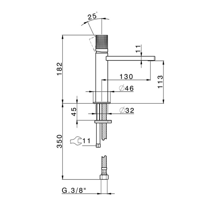 Смеситель для раковины, на 1отв., Cisal X32, нержавеющая сталь арт. X2000504D1