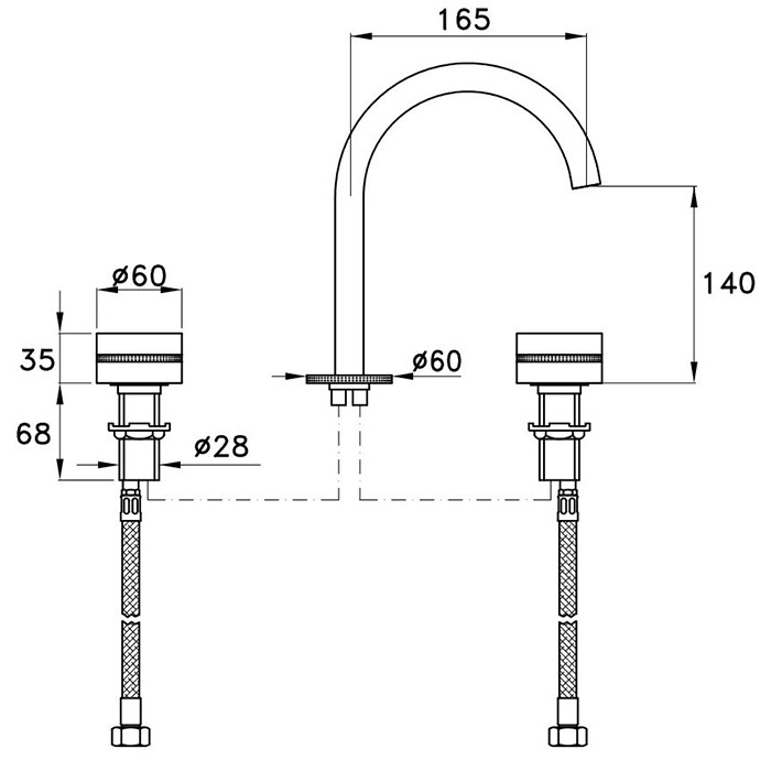Смеситель для раковины на 3 отверстия, ручки: мокко/мрамор Emperador, Stella Macarons, медь арт. MC.12000.PV16.003.02.00