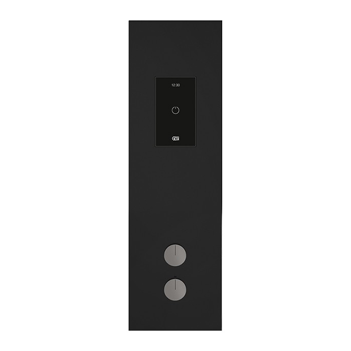 Gessi Настенная панель сенсорного управления с термостат. смесителем HI-FI, закаленное стекло, внешняя часть, ручки Mirror Steel, Binario, 61229#238 цвет: черный