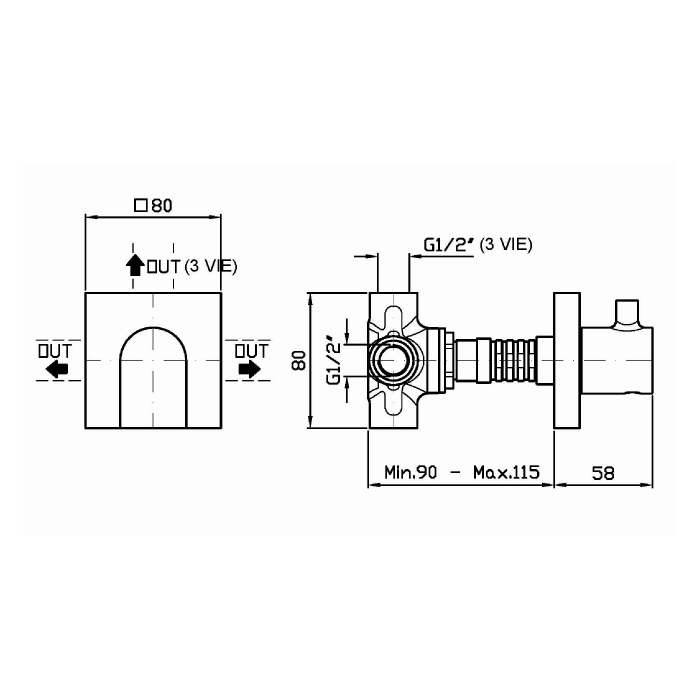 Zucchetti встроенная смеситель, 2-х канальный, pan, хром арт. z94596 r97835