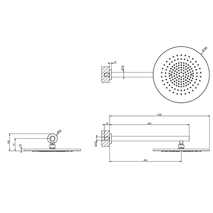 Gessi Верхний душ, шарнирный для настенного крепления на 1/2", d35см, 316, 54148#708 цвет: brushed copper pvd