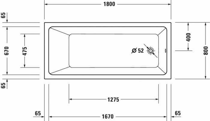 Duravit ванна встраиваемая акриловая 800 мм х 1800 мм х 420 мм, с наклонной спинкой, no.1, 700491000000000 цвет: белый глянцевый