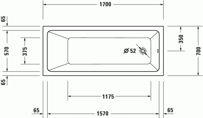 Duravit ванна встраиваемая акриловая 700 мм х 1700 мм х 420 мм, с наклонной спинкой, no.1, 700489000000000 цвет: белый глянцевый