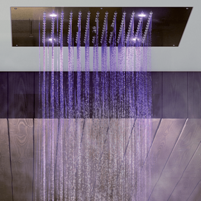 Bossini верхний душ с подсветкой для подвесного потолка dream/3 rgb lights 570 мм х 470 мм, с 3 режимами струи, dream, хром арт. h38935.030