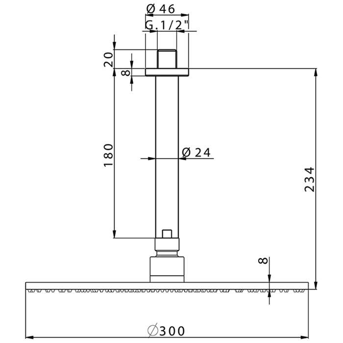 Cisal верхний душ d300 мм с потолочным держателем l180 мм ds01370021 shower, цвет: хром
