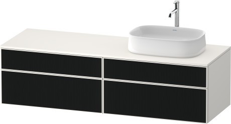 Duravit тумба подвесная с вырезом под раковину справа 550 мм х 1600 мм х 442 мм, zencha, ze4824r63840000 цвет: чёрное стекло/белый суперматовый