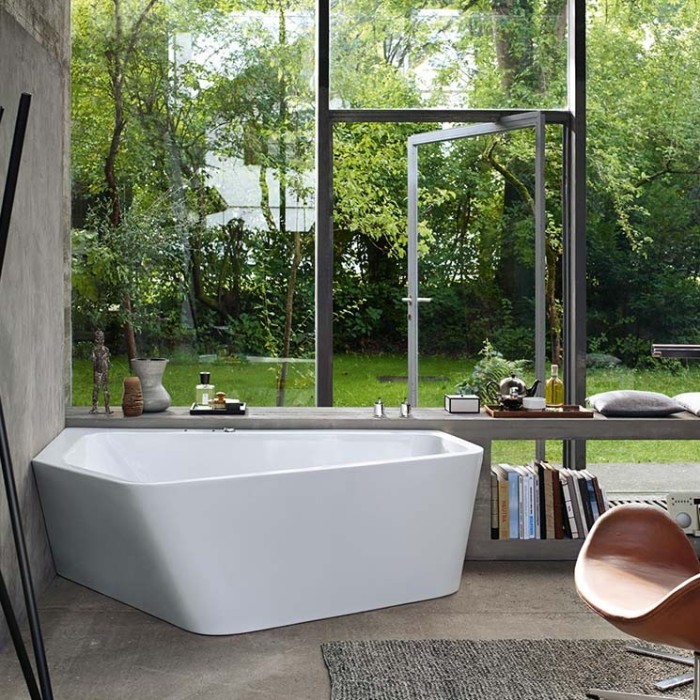 Duravit акриловая ванна 5 1770 х 1300 c двумя разными наклонами для спины, с бесшовной акриловой панелью и рамой, угловая, paiova, 700394000000000 цвет: белый