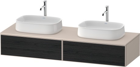 Duravit тумба подвесная под две раковины 550 мм х 1600 мм х 281 мм, zencha, ze4815b16830000 цвет: чёрный дуб/серо-коричневый суперматовый