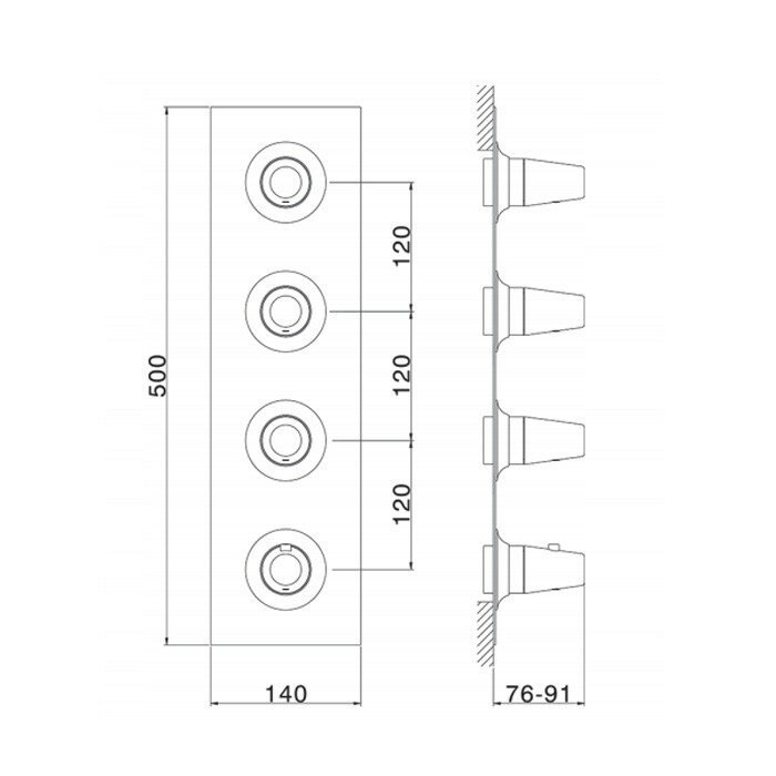 Cisal смеситель термостатический вертикальный встраиваемый для душа 3-х функциональный vi01v30021 vita, цвет: хром
