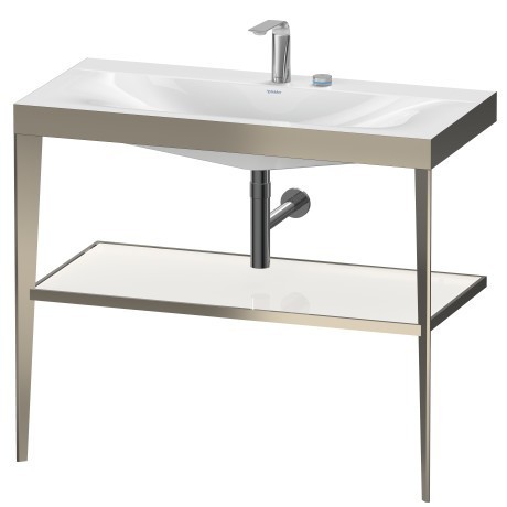 Duravit напольная консоль xviu/c-bonded 1000 мм х 850 мм, с умывальником viu, xviu, xv4716eb185 цвет: матовое шампанское/белый глянцевый лак