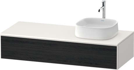 Duravit тумба подвесная с вырезом под раковину справа 550 мм х 1300 мм х 281 мм, zencha, ze4812r16840000 цвет: чёрный дуб/белый суперматовый