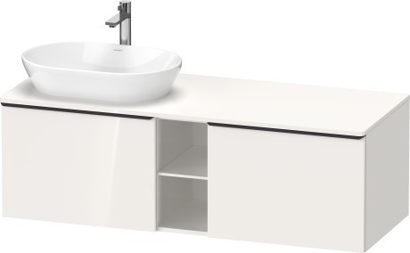 Duravit тумба подвесная под раковину слева 1400 мм х 550 мм и открытой полкой, d-neo, de4950l2222 цвет: белый глянцевый