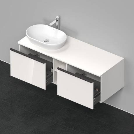 Duravit тумба подвесная под раковину слева 1400 мм х 550 мм и открытой полкой, d-neo, de4950l2222 цвет: белый глянцевый