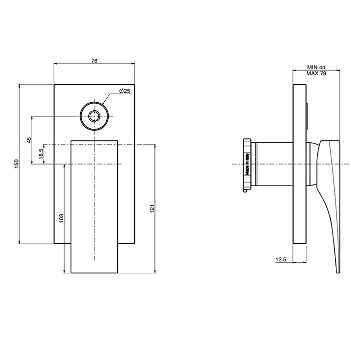 Fima Carlo Frattini смеситель для душа, встраиваемый, с переключателем на 2 выхода, zeta, хром арт. f3969e2cr