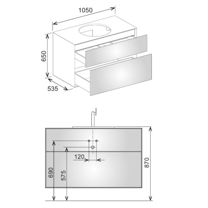 Keuco тумба под умывальник, 1050х650х535 мм отверстие по центру2 выдвижных ящика фасад из венецианского дуба, edition lignatur, арт. 33371 750022