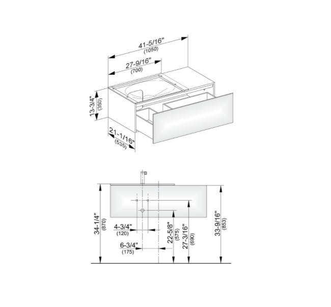 Keuco тумба подвесная под раковину слева с одним выдвижным фронтом, с внутренней светодиодной подсветкой, edition 11, трюфель арт. 31153 140100