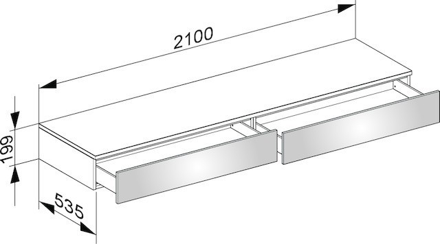 Keuco тумба боковая подвесная с двумя выдвижными фронтальными ящиками, edition 400, трюфель арт. 31770 140000