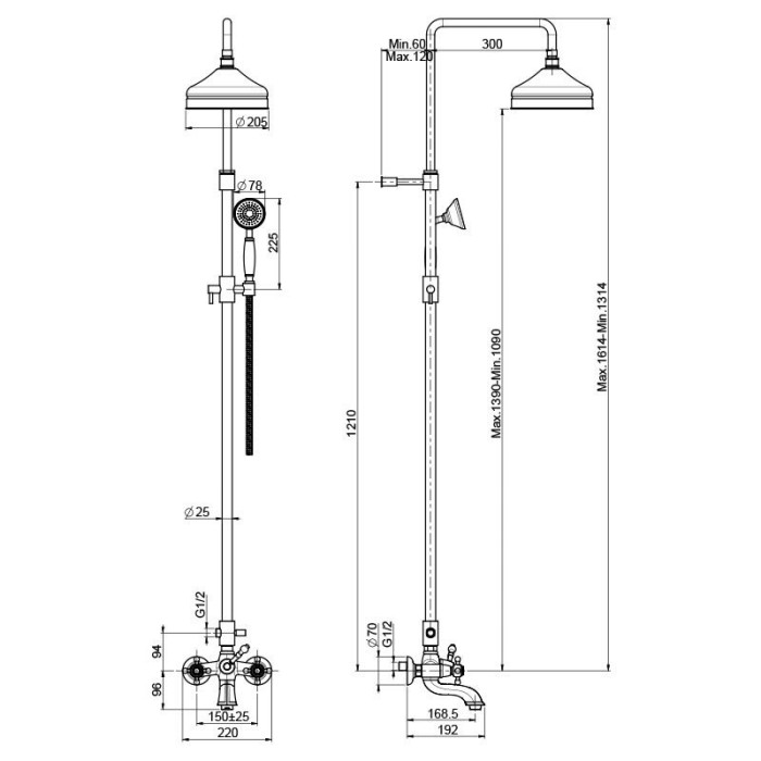Fima Carlo Frattini душевая стойка, настенная elizabeth, хром арт. f5084/2cr