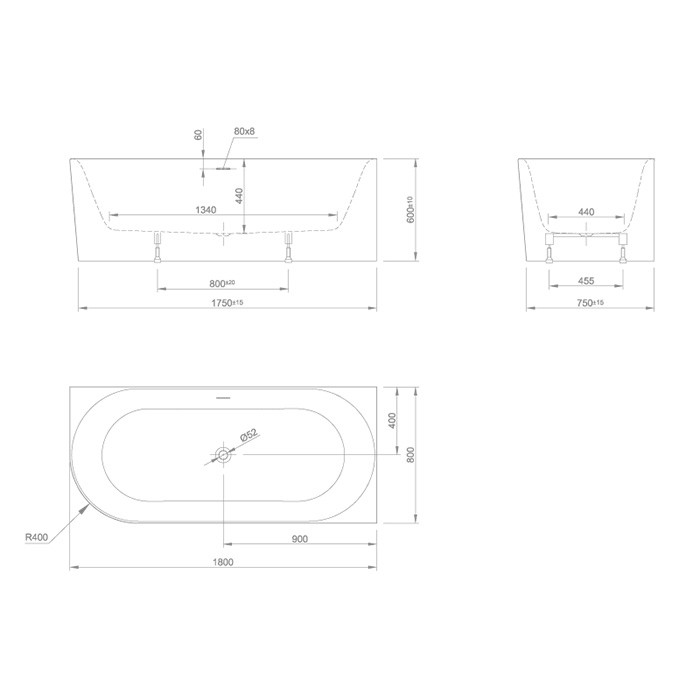 Knief ванна 180х80х60см., пристенная, угол справа, Fresh Rigth, 0100-233 0100-091-06 цвет: белый