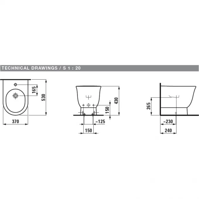 LAUFEN биде напольный, THE NEW CLASSIC - 8.3285.1.000.302.1