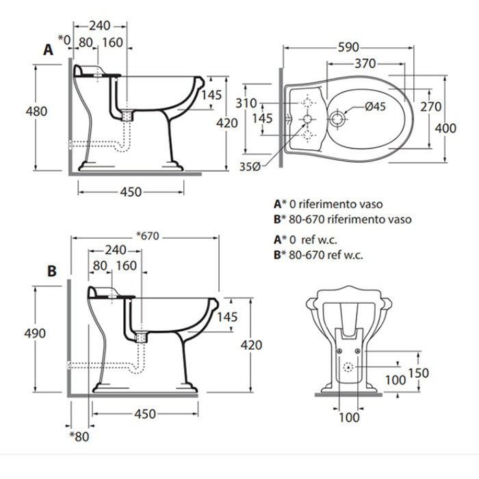 Azzurra Биде 40x59 JUBILAEUM, JUBIT0B0000MBI/(JUB500/M bi)*1 цвет: белый