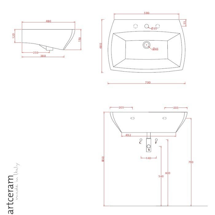 ArtCeram раковина для ванной комнаты, jzl005 03 00 jazz цвет: черный глянцевый