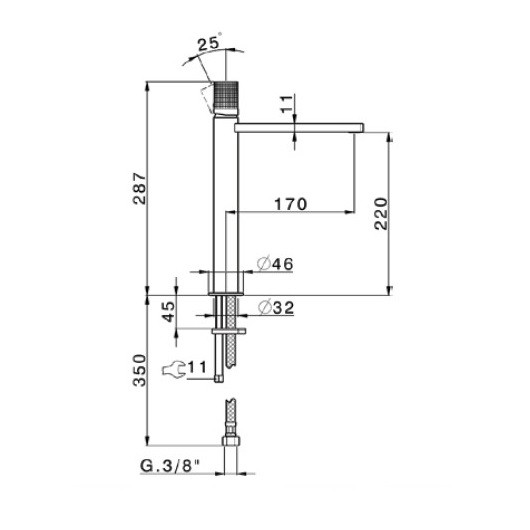Смеситель для раковины, Cisal X32, нержавеющая сталь арт. X2003544D1